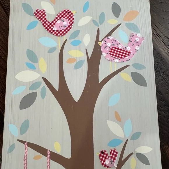 Pottery Barn Kids Woodland Tree & Birds Wall Art Panel – Pink, Brown, Red Blue - Picture 8 of 14